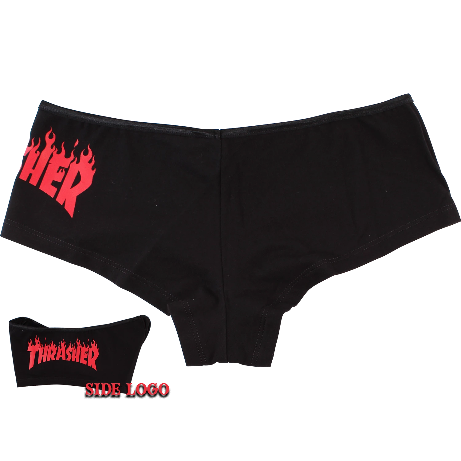 THRASHER GIRLS FLAME HOT SHORTS L-BLACK/RED 3 THRASHER GIRLS FLAME HOT SHORTS L-BLACK/RED