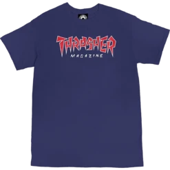 THRASHER JAGGED LOGO SS S-NAVY