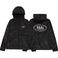 REAL OVAL HOODED WINDBREAKER M-BLK CAMO/GREY