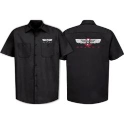 BRAND-X WINGS SS BUTTON UP WORK SHIRT L-BLK
