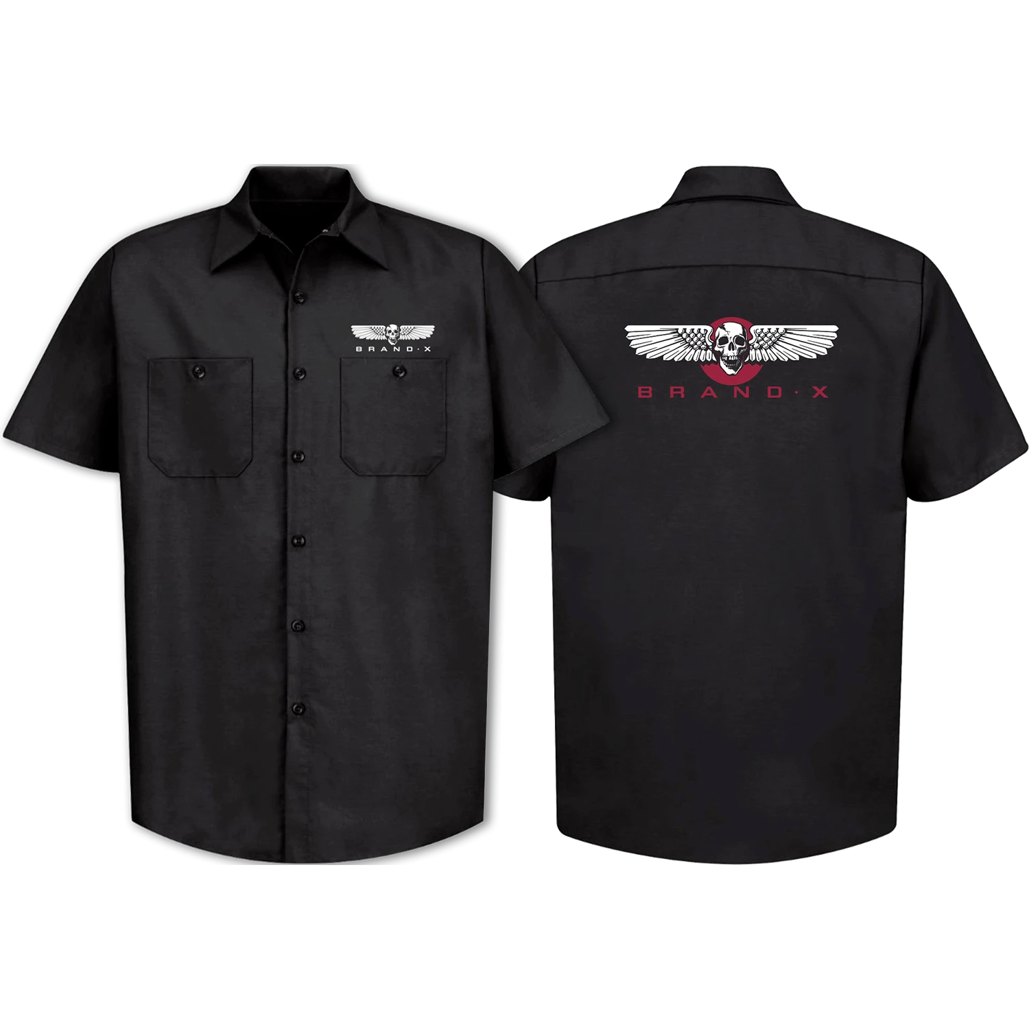 BRAND-X WINGS SS BUTTON UP WORK SHIRT L-BLK 3 BRAND-X WINGS SS BUTTON UP WORK SHIRT L-BLK